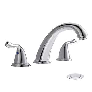 Bathroom Sink Faucet Widespread 3 Hole 2 Handle Chrome Finished with Y Shape Hose and Pop Up Drain