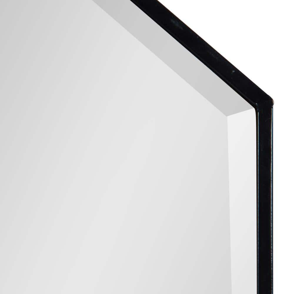 Roycen 10" x 42" Black Metal Geometric Accent Mirror