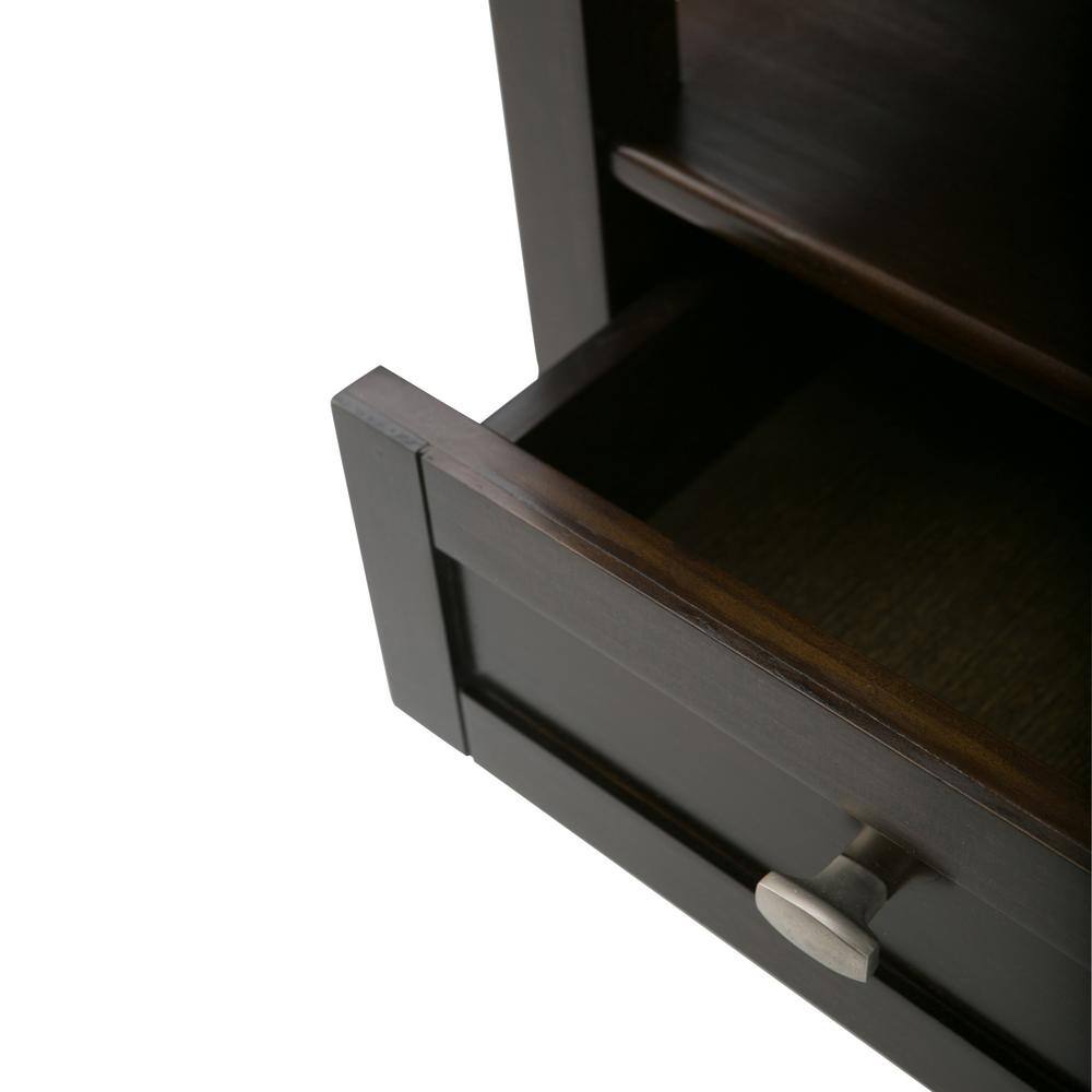Tobacco Brown Rustic Solid Wood End Table with Storage