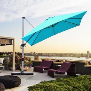 10 ft. Aluminum Square Offset Cantilever Patio Umbrella in Blue