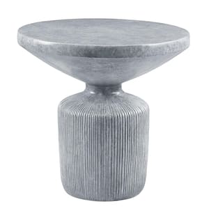 Laddie 21 in. Weathered Gray Finish Round Marble End Table