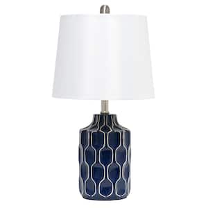 22 in. Blue and White Patterned Table Lamp