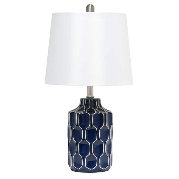 Elegant Designs 22 in. Blue and White Patterned Table Lamp