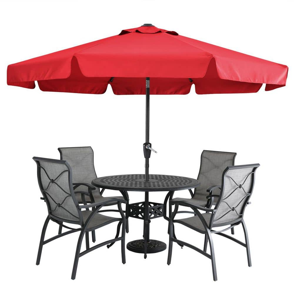 10 ft. Aluminum Patio Umbrella for Outdoor Table Market in Red-8 Ribs