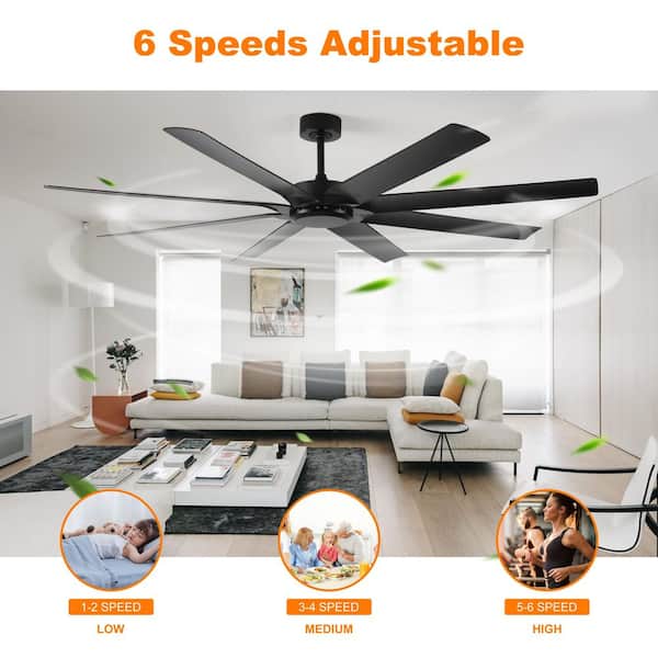 72 in. Black Large Downrod Mount HVLS Industrial Ceiling Fan with