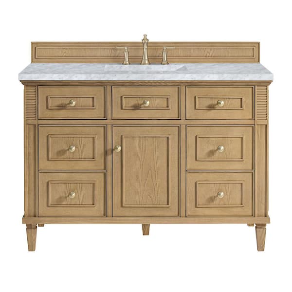 James Martin Vanities Lorelai 48.0 in. W. x 23.5 in. D x 34.06 in. H Single Bathroom Vanity in Light Natural Oak with Carrara White Marble Top