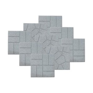 16 in. x 16 in. Gray Dual-Sided Rubber Paver (9-Pack)