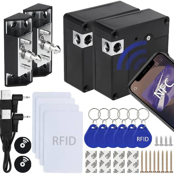 2-Pack RFID Drawer Electronic Locks, Support Phone NFC Unlocking for Locking