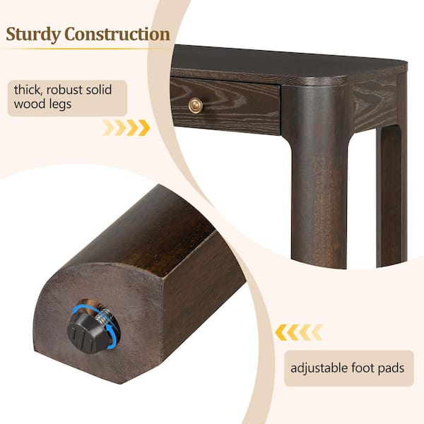 Harper & Bright Designs Rustic 52 in. Espresso Rectangle Wood