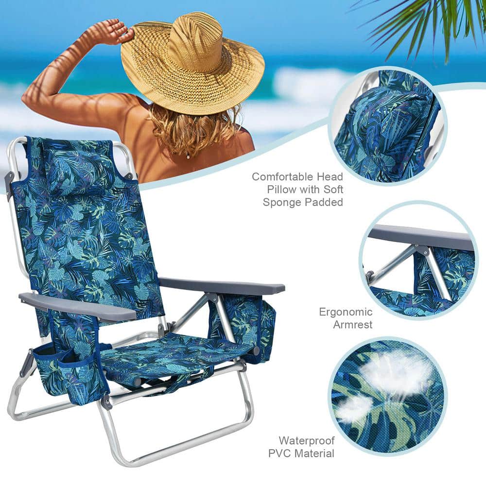 Multicolor Aluminum Folding Beach Chair Set with Side Table