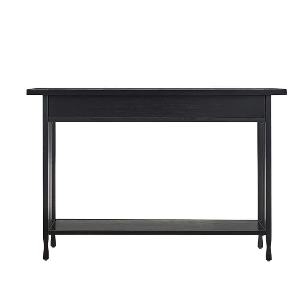 Black Wash Wood and Metal Console Table with Storage