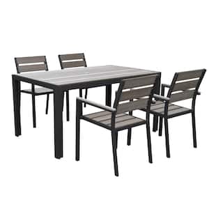 Gallant Charcoal Gray 5-Piece Sun Bleached High Density Polyethylene and Aluminum Outdoor Dining Set