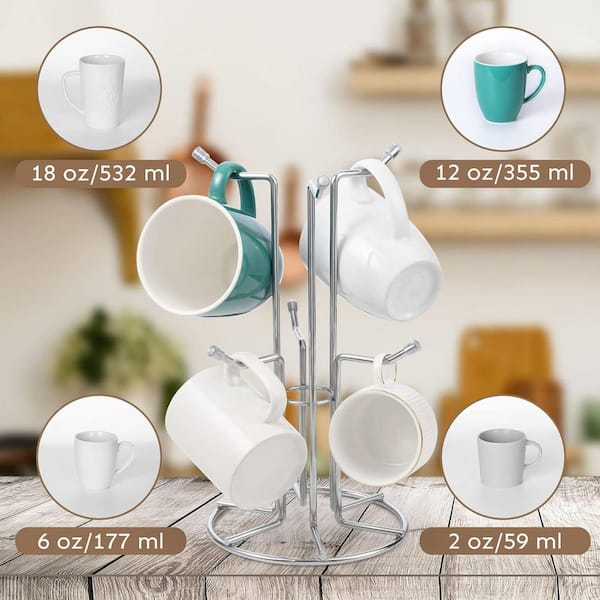 Metal Coffee Mug Holder for Countertop Large Mugs with 6-Hooks and