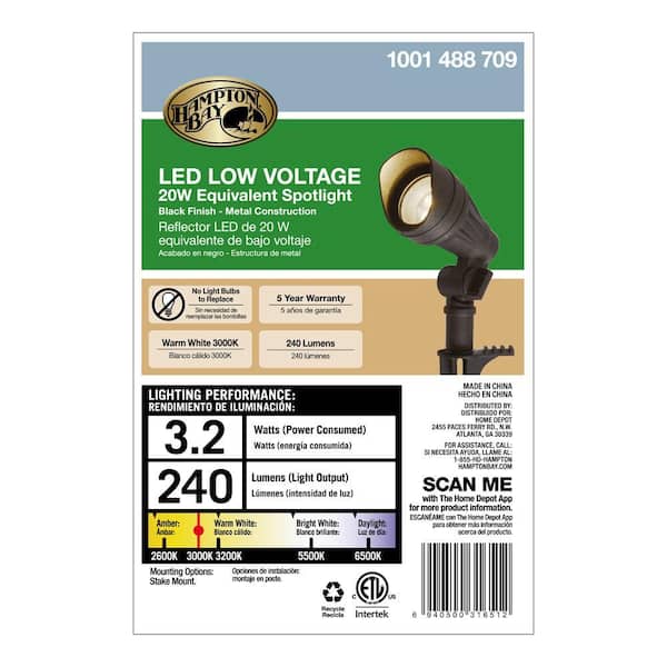 Hampton Bay 30 Lumens Gray Integrated LED Outdoor Solar Rock Spotlight with  Adjustable Lamp Head 92360-801 - The Home Depot