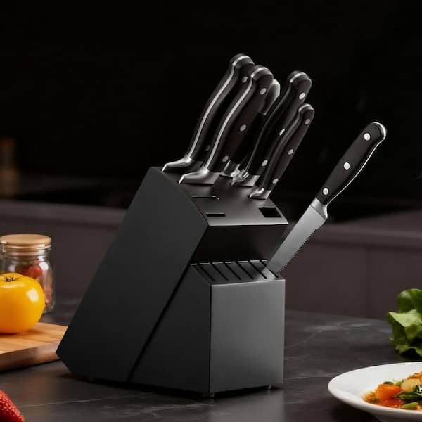 Kitchen Knife Set with Block and Sharpener, 15-Piece High Carbon Stainless Steel Sharp Knife Set, Kitchen Cutlery