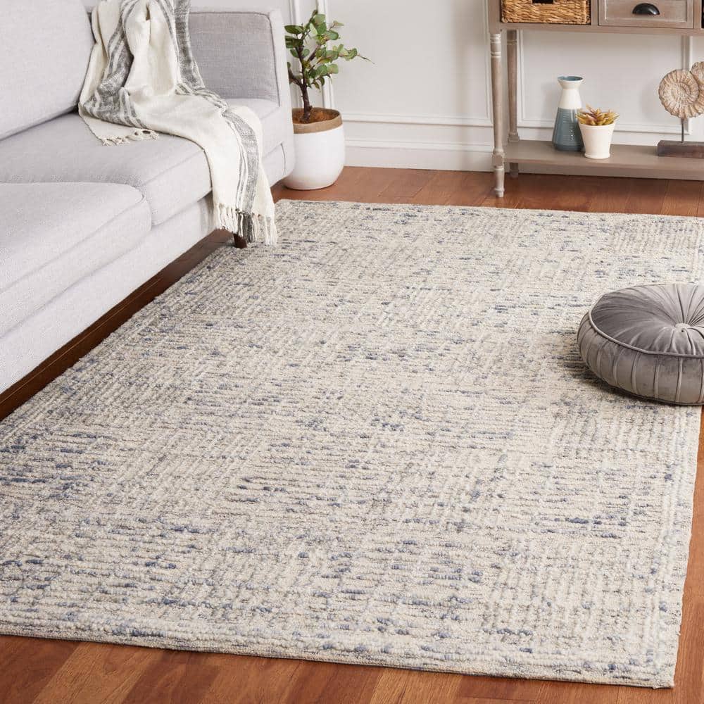 Abstract 6 ft. x 6 ft. Square Light Blue/Ivory Checkered Unitone Area Rug price history on PriceWatchPro