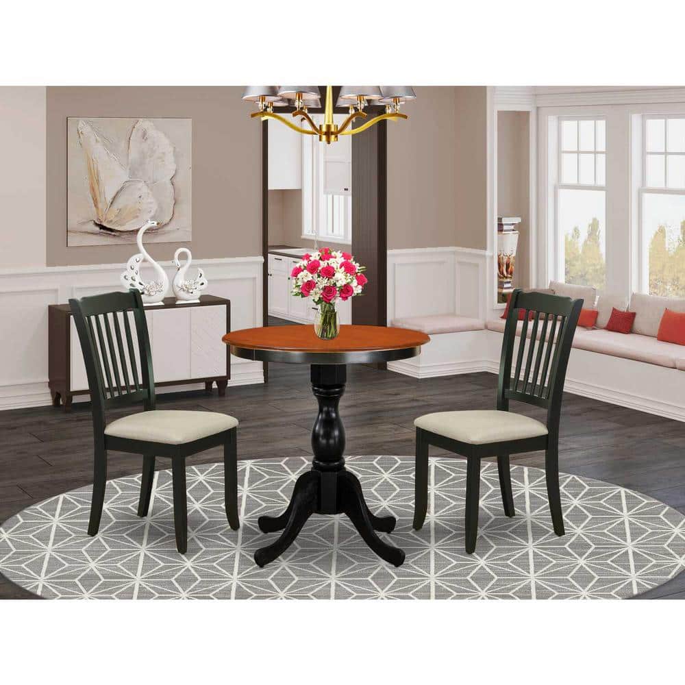 3-Piece Black and Cherry Finish Solid Wood Top - Dining Room Set - Seats 4 price history on PriceWatchPro