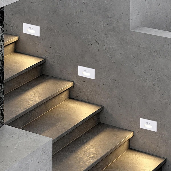 Edvivi Hardwired White Motion Sensing LED Stair Light with Motion