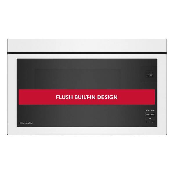 30 in. W 1.1 cu. ft. White Flush Built-In 1000-Watt Over-the-Range Microwave