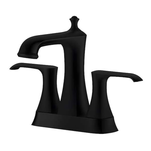 HOMLUX 4 in. Centerset 2-Handle Bathroom Faucet with Drain Kit in Matte Black