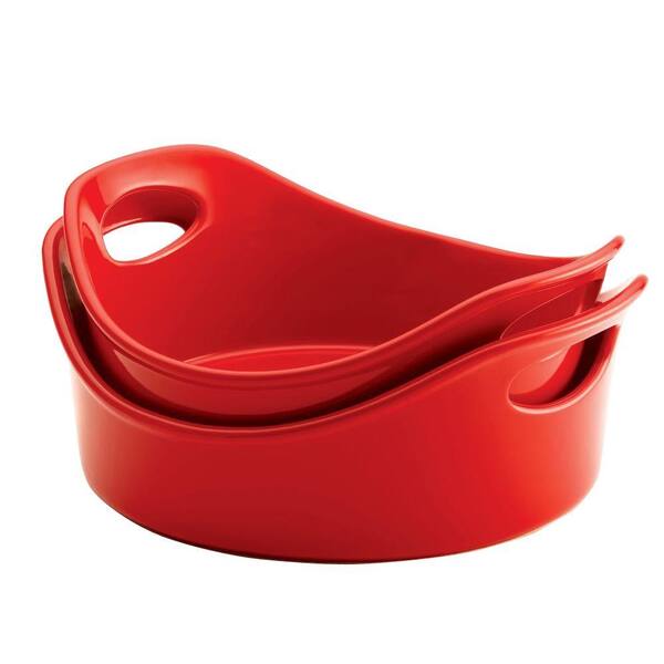 Rachael Ray Stoneware 1.5 qt. and 2 qt. Open Bakers in Red (2-Piece Set)