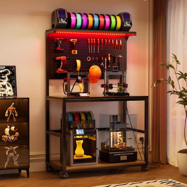 PAKASEPT 3D Printer Stand with Filament Storage Workstation, Large