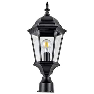 Oak Creek 1-Light Textured Black Aluminum Hardwired Indoor/Outdoor Weather Resistant Post Light with No Bulbs Included