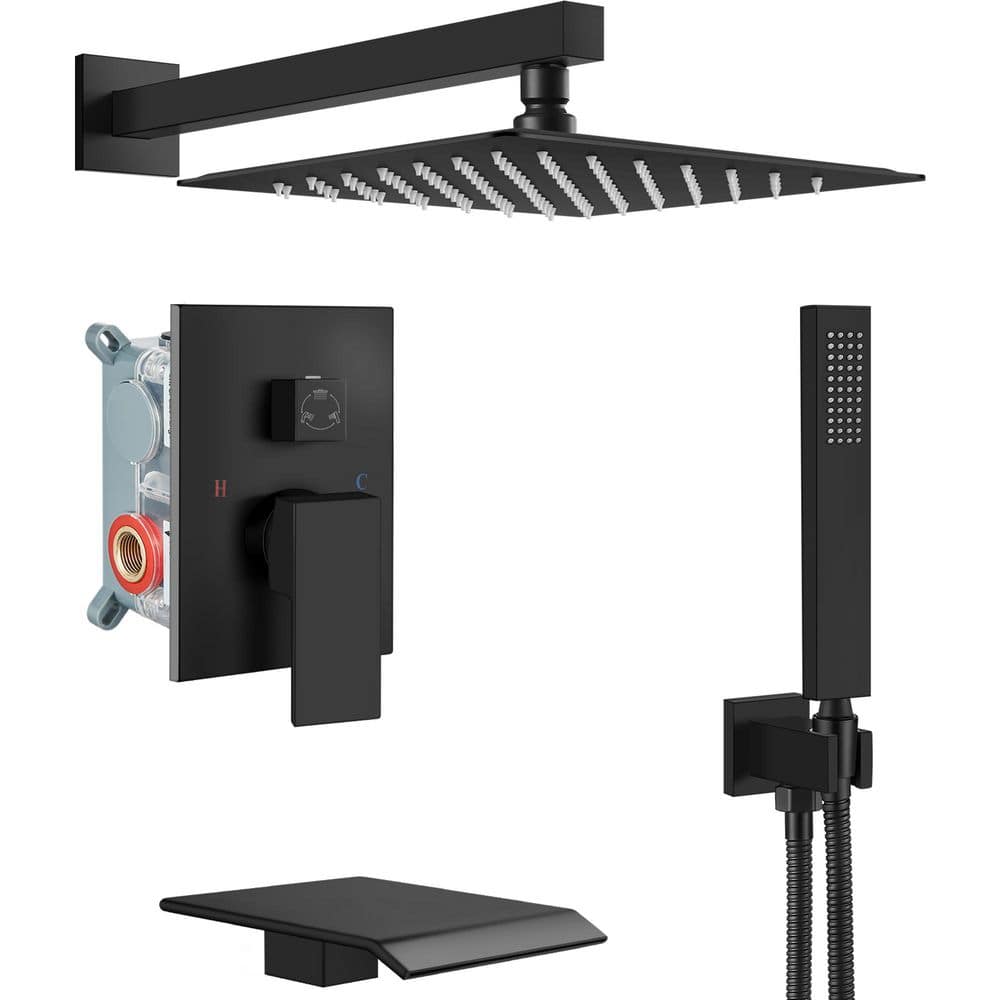 3-Spray 8 in. Shower Head and Handheld Shower Head Wall Mounted in Matte Black price history on PriceWatchPro
