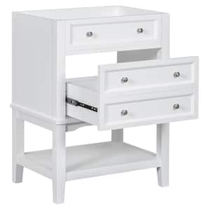 23.6 in. W x 17.9 in. D x 33 in. H Bath Vanity Cabinet without Top with Drawer and Open Shelf in White