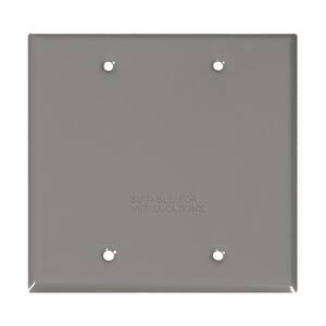 2-Gang Metal Weatherproof Blank Electrical Outlet Cover, Gray