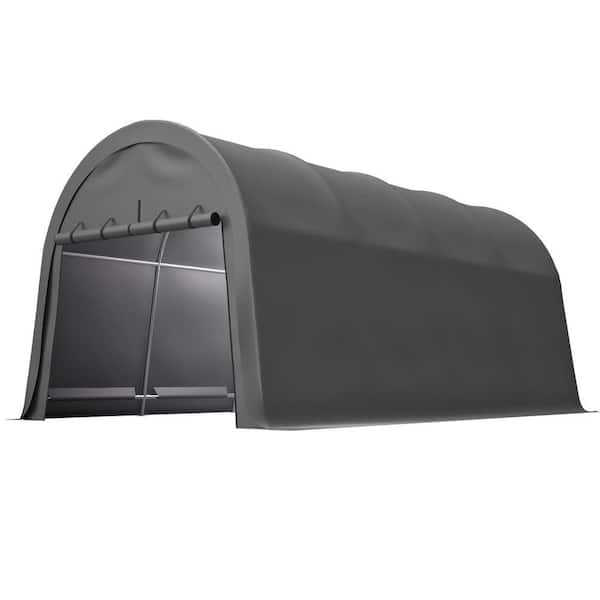 10 ft. x 20 ft. Heavy Duty Portable Carport Garage Tent with Steel Frame Vented Roof for Outdoor Storage Shelter in Gray