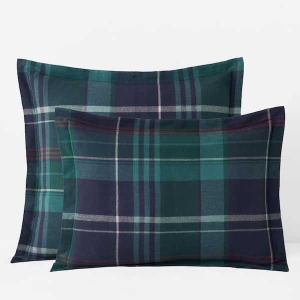 Company Cotton Derek Plaid Velvet Green Flannel Sham
