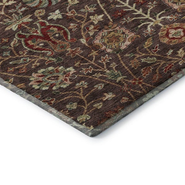 Mayfield Premium Machine Washable Abstract AMF1085 Chocolate 2 ft. 3 in. x 7 ft. 6 in. Runner Rug