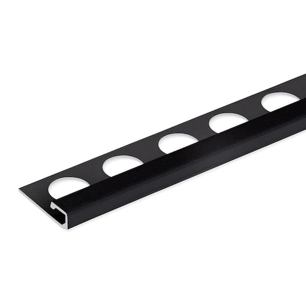 TrimMaster Textured Black 5/16 in. x 98-1/2 in. Aluminum Square Tile Edging Trim