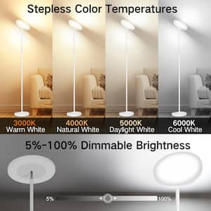 Double Side Lighting 71 in. White Dimmable and Color Temperature Adjustable LED Torchiere Floor Lamp Set (Set of 2)