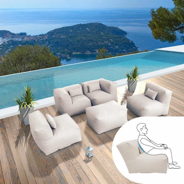 eVita Outdoor Patio Furniture Lumbar Pillow Filled with High-Density Foam(Light Beige)