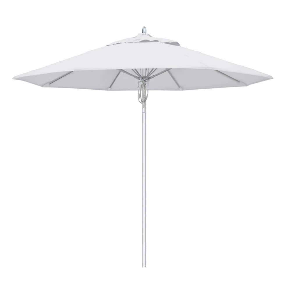 9 ft. Silver Aluminum Commercial Fiberglass Ribs Market Patio Umbrella and Pulley Lift in Natural Sunbrella price history on PriceWatchPro