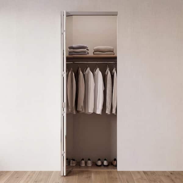 36 in. x 80 in. Beveled Edge Mirror Solid Core MDF Interior Closet Bi-Fold Door with Chrome Trim