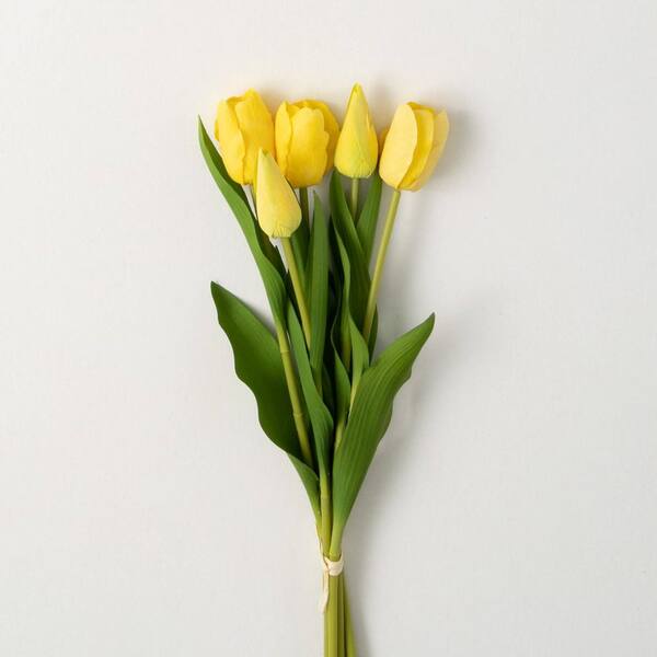 SULLIVANS 22 .5 in. Artificial Spring Yellow Tulip Floral Arrangement ...