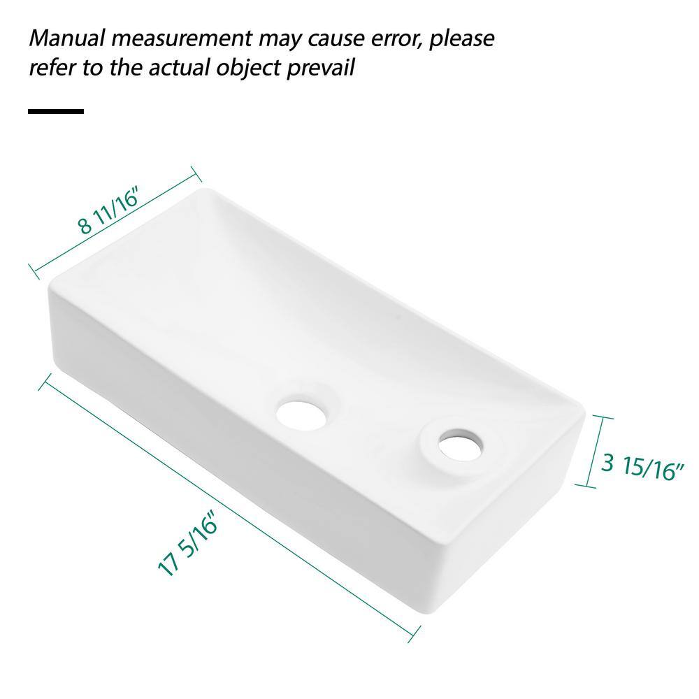 White Ceramic Rectangular Wall-Mount Bathroom Sink