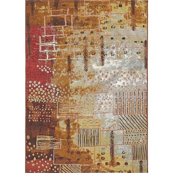 Unique Loom Outdoor Pine Multi 4' 0 x 6' 0 Area Rug
