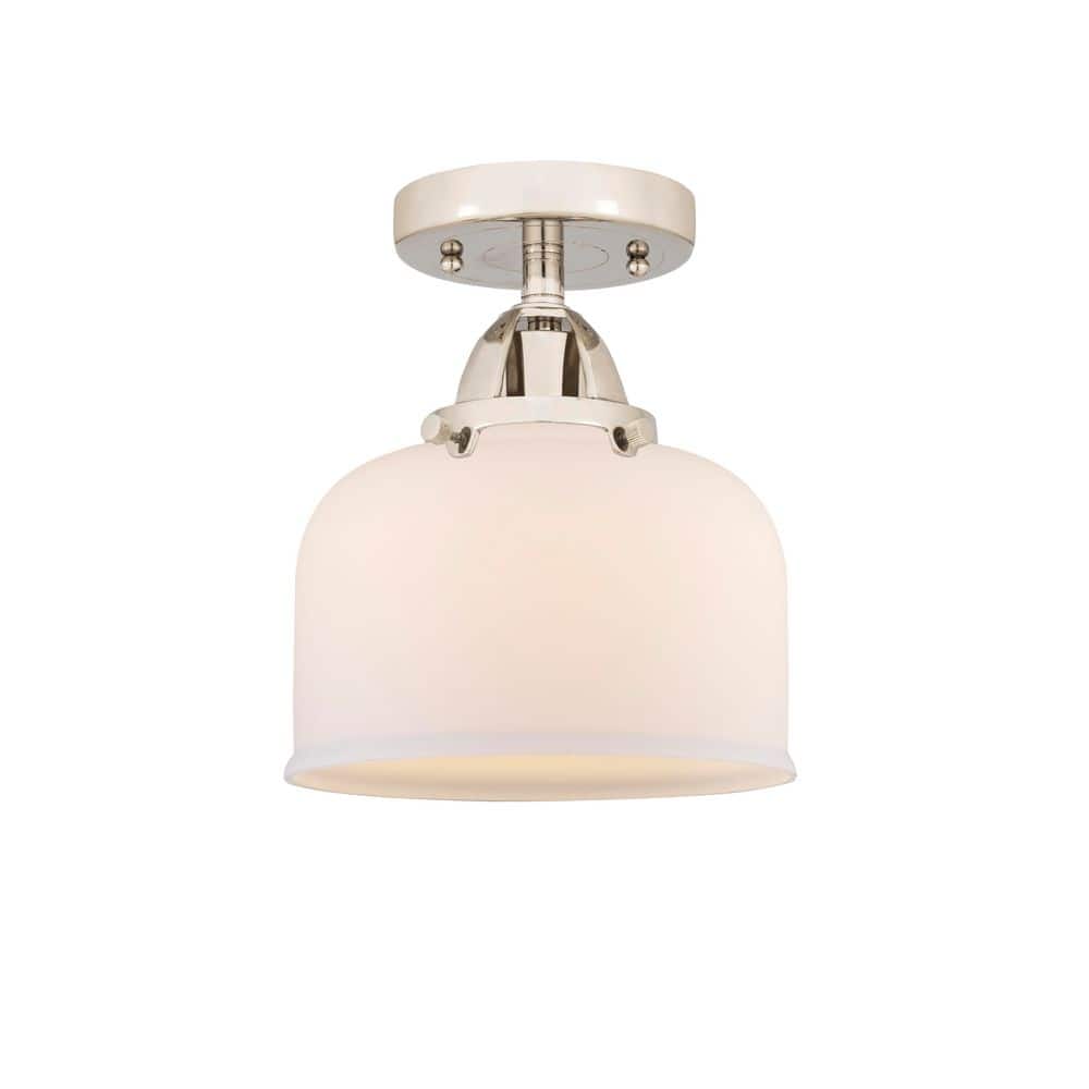 Bell 8 in. 1-Light Polished Nickel Industrial Semi-Flush Mount with Frosted Glass Shade price history on PriceWatchPro