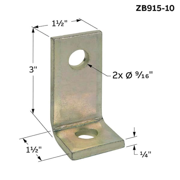 Kindorf 2-Hole 90° Angle Bracket Galv-Krom (Strut Fitting) (ZB915