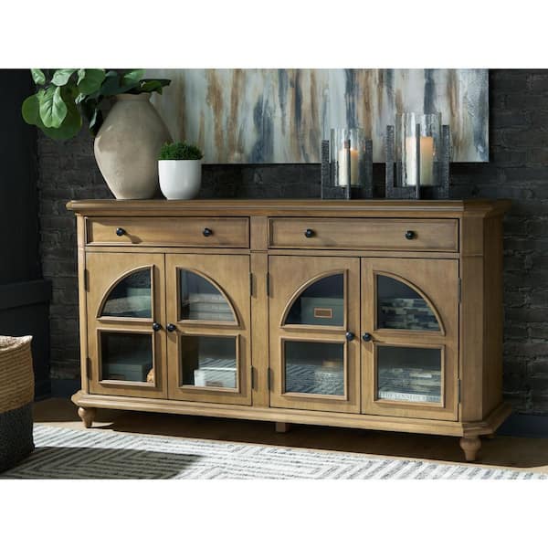 Barlomore Brown 36 in. Accent Cabinet with 2-Shelves and 2 Drawers