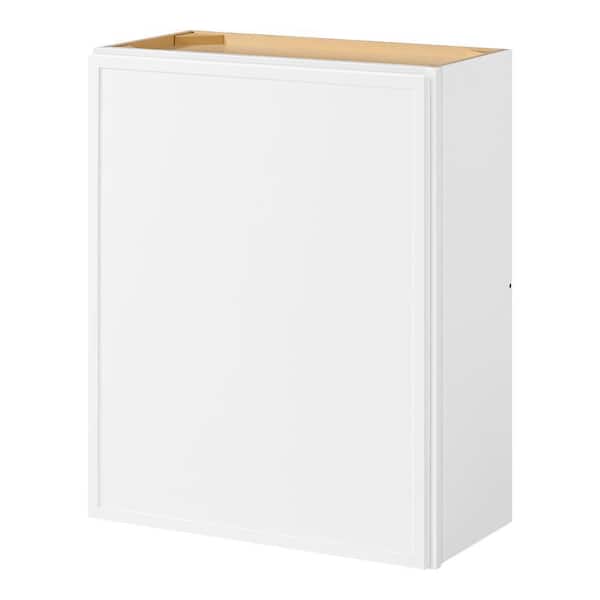Hampton Bay Leyton 24 in. W x 12 in. D x 30 in. H Ready to Assemble Plywood Slim Shaker Wall Kitchen Cabinet in Alpine White