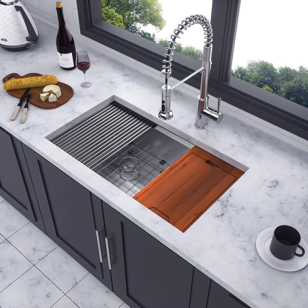 33'' Stainless Steel Undermount Double Bowl Kitchen Sink with Accessories