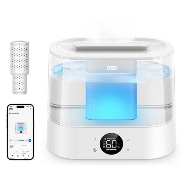 1.06 gal. Smart Cool Mist Humidifier for Large Room, 36H Runtime, Top-Fill, 28dB Quiet for Bedroom and Plants in White