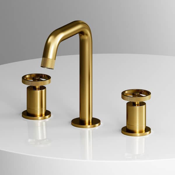 Cass 8 in. Widespread Double Handles Faucet in Matte Brushed Gold