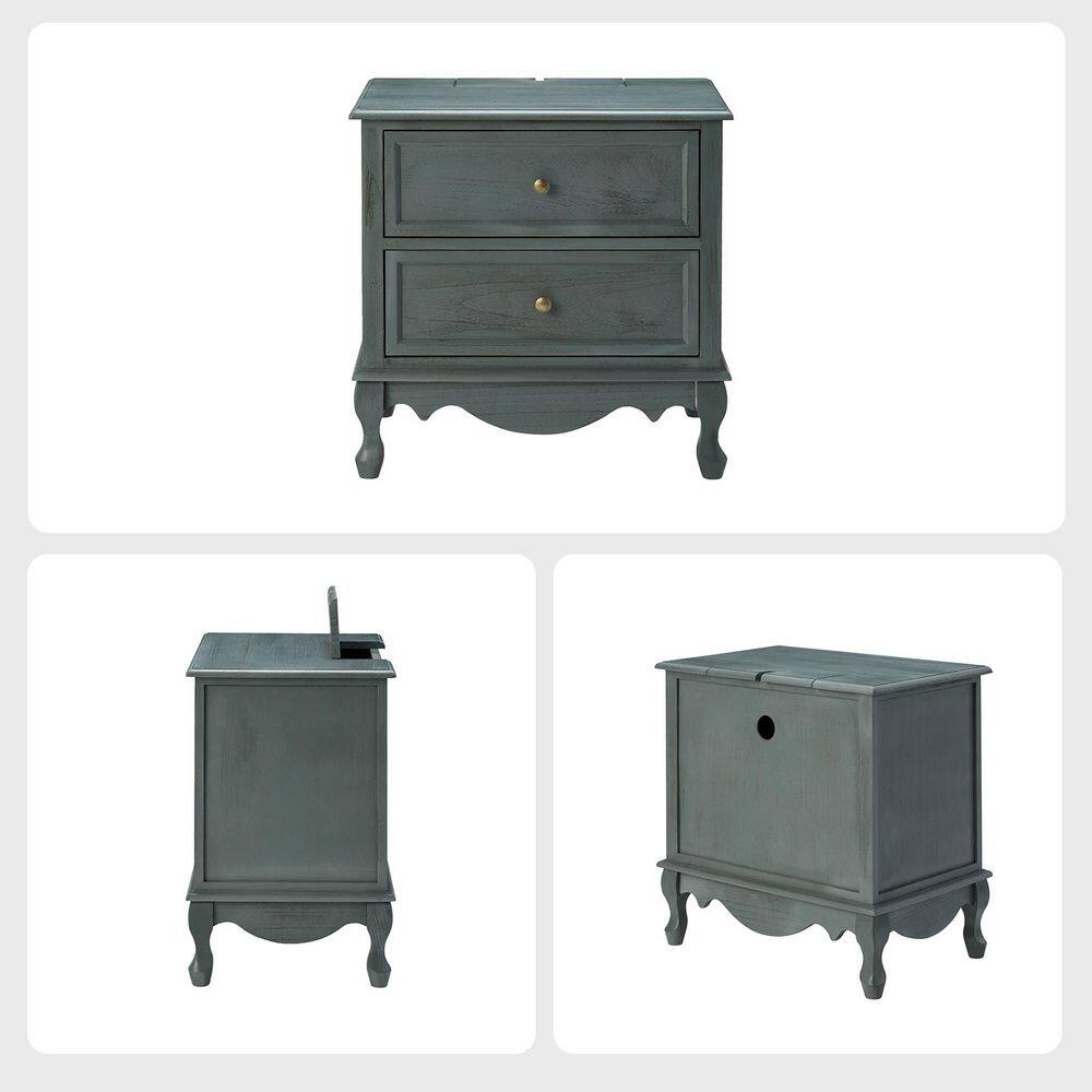 Elpenor 24"Wx16"Dx24"H Tall 2 - Drawer Walnut Nightstand - thumbnail 6