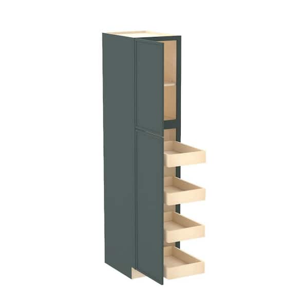 Franklin 18 in. W x 24 in. D x 84 in. H Assembled Plywood Pantry Kitchen Cabinet in Verdant Green with 4ROT SoftClose LH